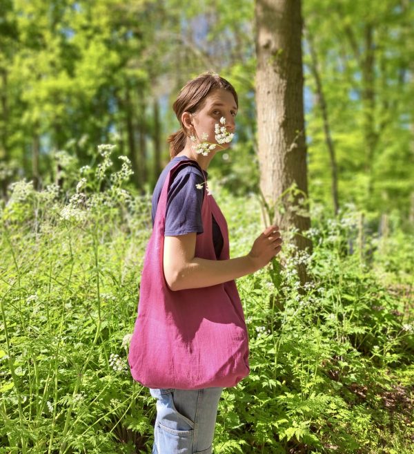 Optimistische Tas Bloemen in het Bruin en Fuchsia - Afbeelding 2