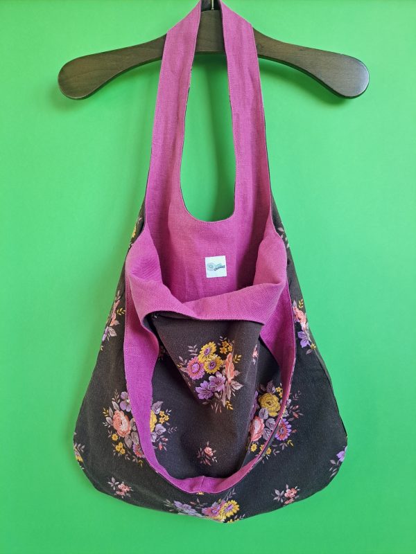 Optimistische Tas Bloemen in het Bruin en Fuchsia - Afbeelding 3